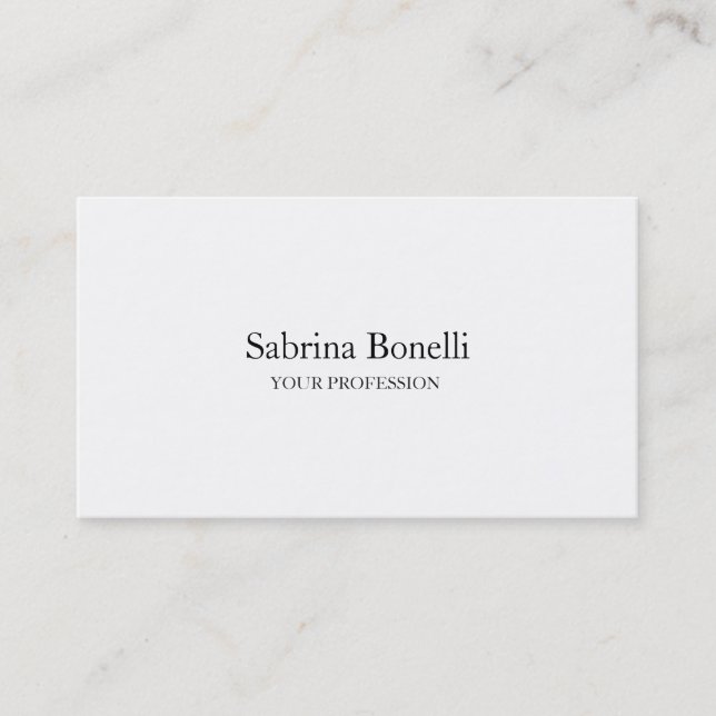 Unique Elegant Plain Simple White Business Card (Front)