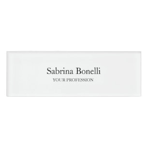 Unique Elegant Plain Simple White Name Tag