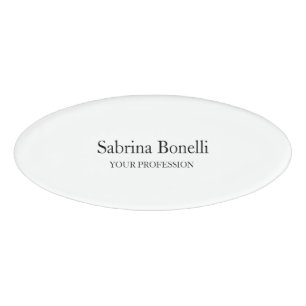 Unique Elegant Plain Simple White Name Tag