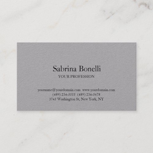 Unique Elegant Plain Simple White Premium Grey Business Card