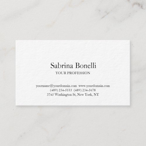 Unique Elegant Plain Simple White Premium Thick Business Card