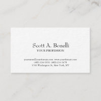 Unique Elegant Plain Simple White Special Business Card