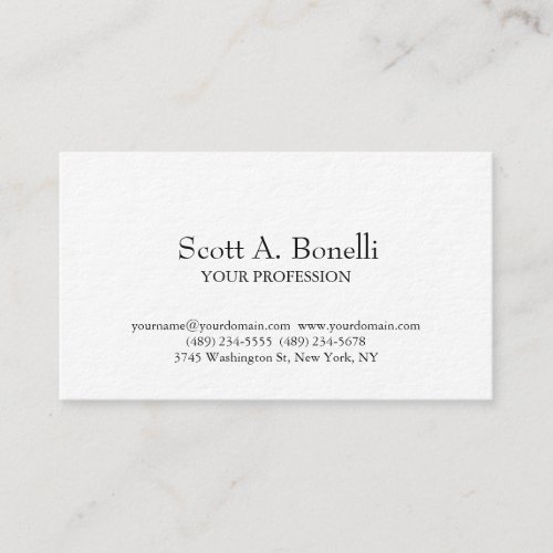 Unique Elegant Plain Simple White Special Business Card