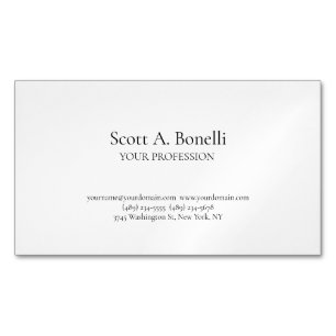 Unique Elegant Plain Simple White Special Business Card Magnet