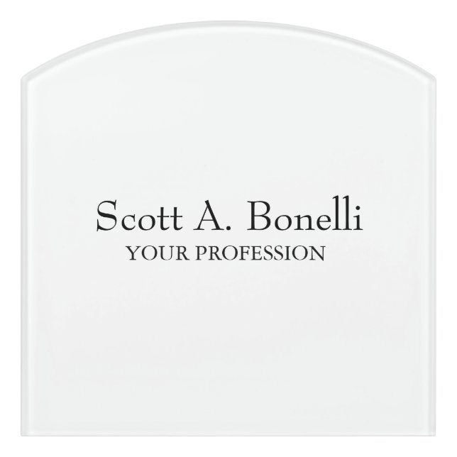 Unique Elegant Plain Simple White Special Door Sign (Contour Front)