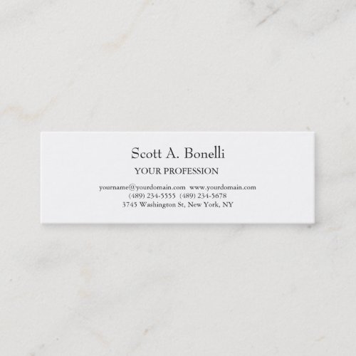 Unique Elegant Plain Simple White Special Mini Business Card