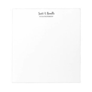 Unique Elegant Plain Simple White Special Notepad