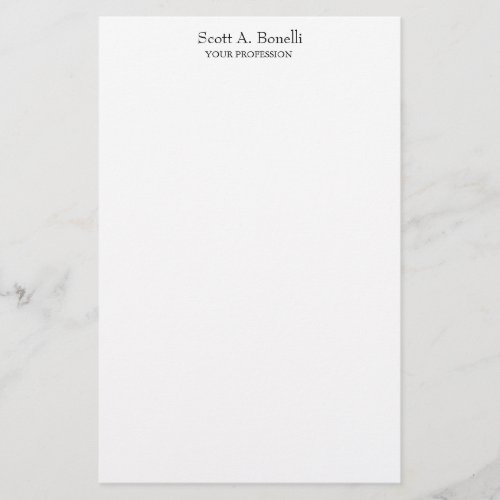 Unique Elegant Plain Simple White Special Stationery
