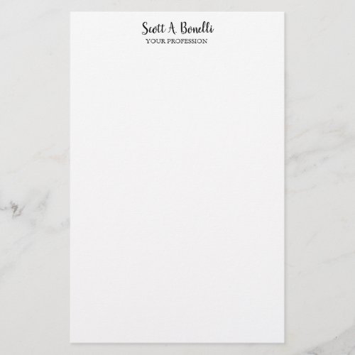 Unique Elegant Plain Simple White Special Stationery