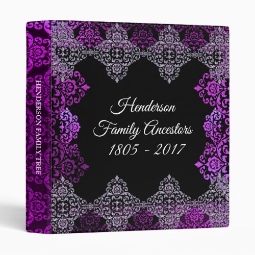 Unique Elegant Purple Ornate Genealogy Binder