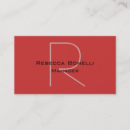 Unique Elegant Red Monogram Manager Business Card