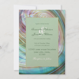 Unique Elegant Sage Gold Teal Purple Abstract Art Invitation