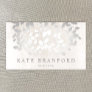Unique Elegant Silver Leaves On White Marble Business Card