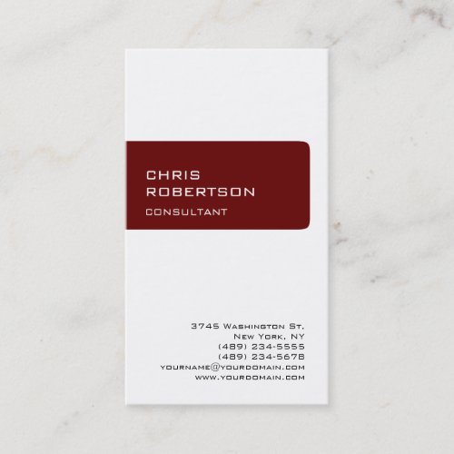 Unique Elegant Vertical White Red Business Card