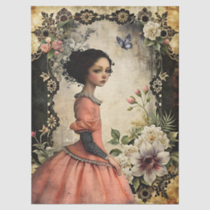 Unique Elegant Victorian Girl in a Floral Garden Tissue Paper