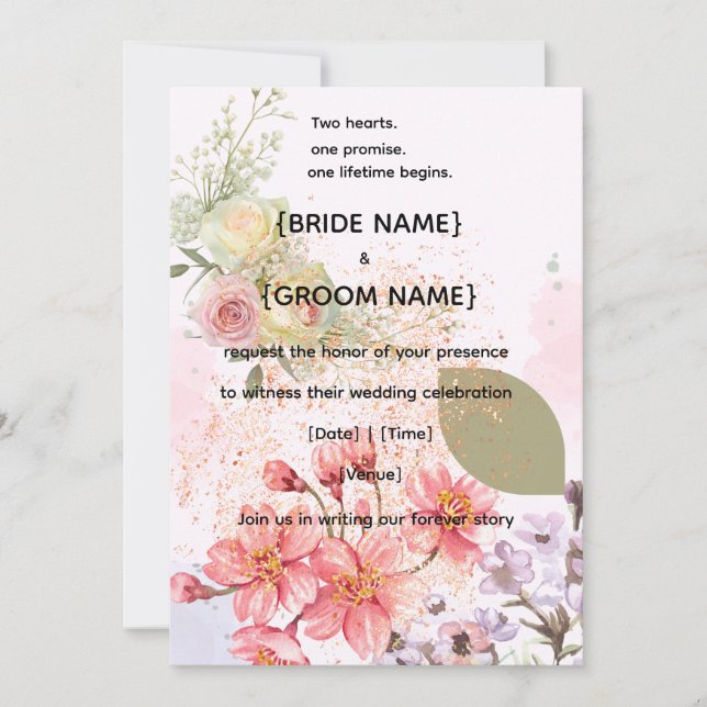 Unique Elegant Wedding Invitation Template. (Front)