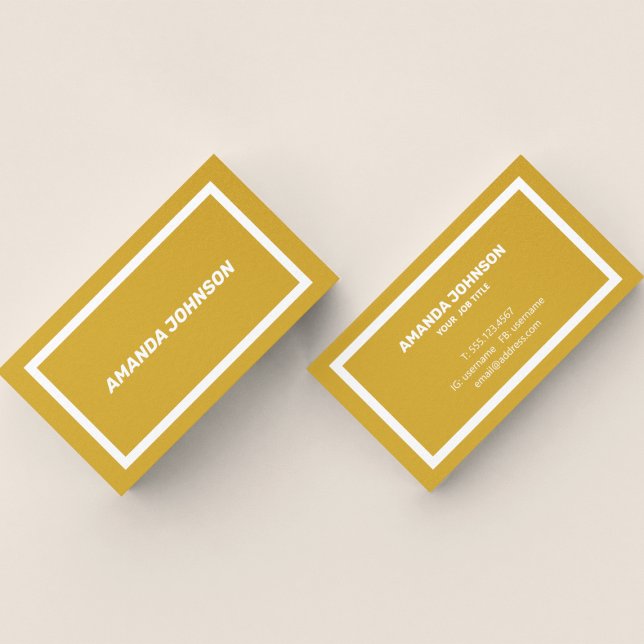 Unique Elegant Yellow Mustard Typography Script Business Card (Creator Uploaded)