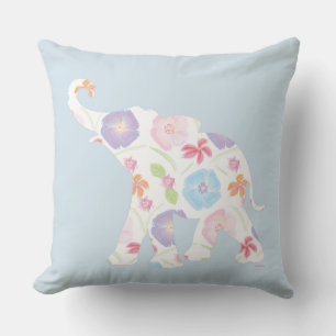 Unique Elephant Art Flower Pattern Modern Unique Throw Pillow