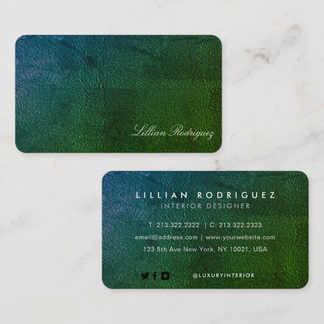 Unique Emerald Green Gradient Texture Abstract Business Card (Front/Back)