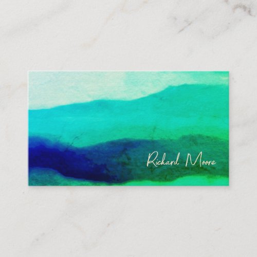 Unique emerald green grunge abstract signature business card