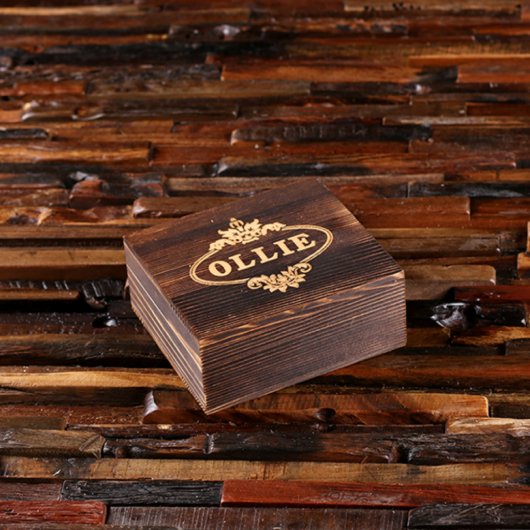 Unique Engrave Gift Box & Black Bamboo Wood Watch  (Front Top)