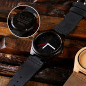 Unique Engrave Gift Box & Black Bamboo Wood Watch (Front)
