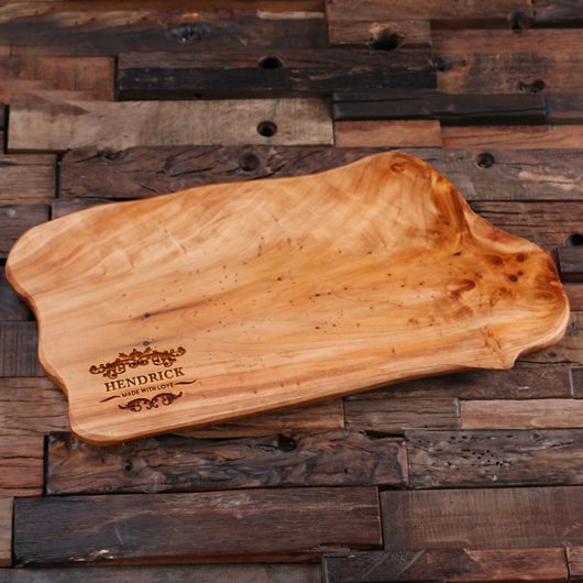 Unique Engraved Cedar Wood Cutting Board (Front Left)