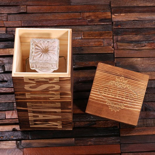 Unique Engraved Gift Box and Whiskey Decanter (Inside)