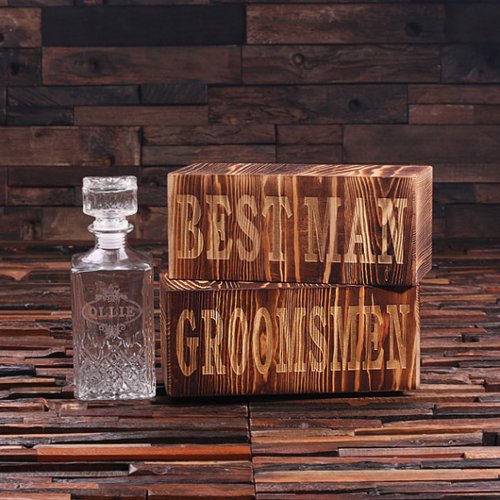 Unique Engraved Gift Box and Whiskey Decanter