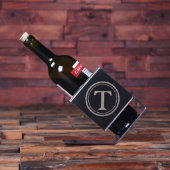 Unique Engraved Monogram Steel Wine Bottle Holder (Front)