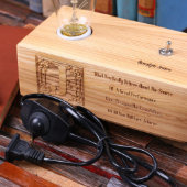 Unique Engraved Monogram Wooden Edison Lamp Award (Front Top)