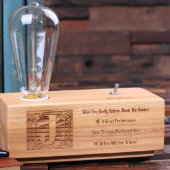 Unique Engraved Monogram Wooden Edison Lamp Award (Front)