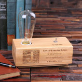 Unique Engraved Monogram Wooden Edison Lamp Award (Front)