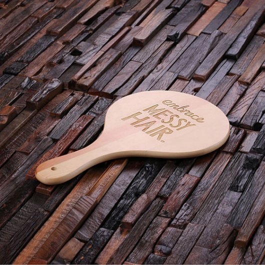 Unique Engraved Natural Wood Handheld Mirror (Top)