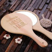 Unique Engraved Natural Wood Handheld Mirror (Top)