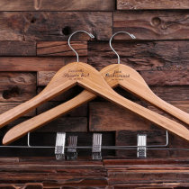 Unique Engraved Natural Wooden Pants Hanger