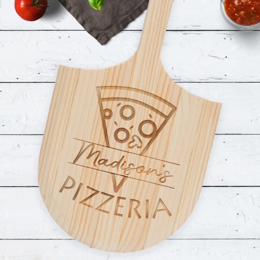 Unique Engraved Paddle Shaped Pizza Peel (Front)