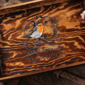 Unique Engraved Robin Wood Serving Tray (Top)
