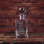 Unique Engraved Round Stopper Whiskey Decanter (Front)
