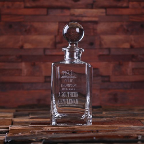 Unique Engraved Round Stopper Whiskey Decanter