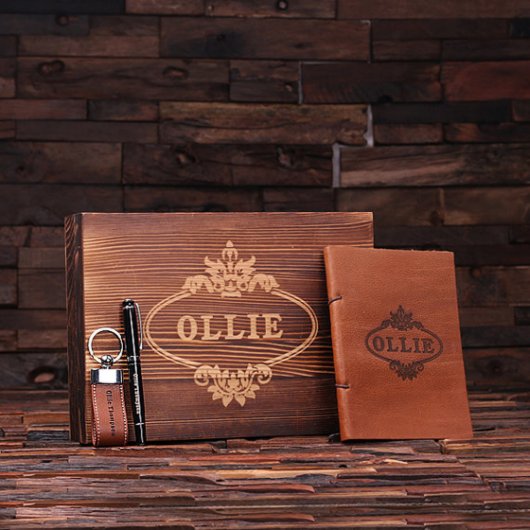 Unique Engraved Set with Keychain, Pen and Journal (Front)