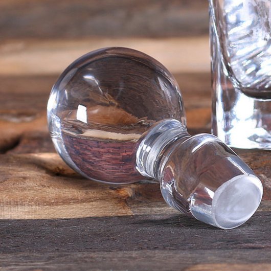 Unique Etched Round Stopper Whiskey Decanter (Stopper)