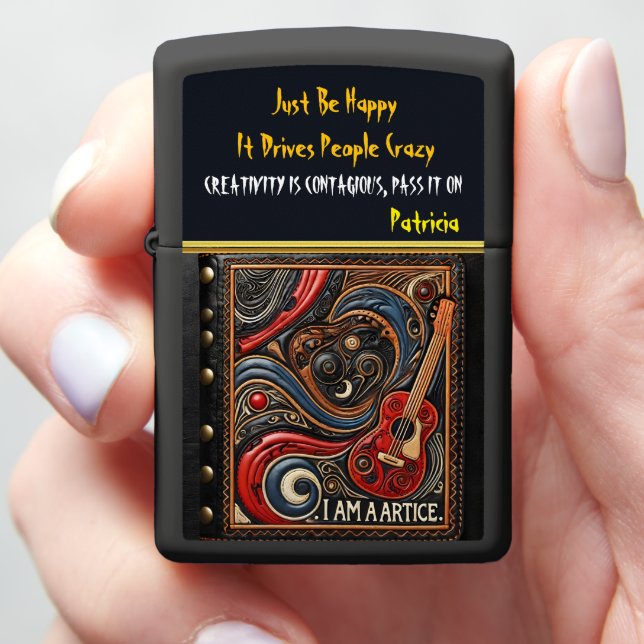 Unique Eye-Inspired Art with Swirling Patterns Zippo Lighter (In Hand)