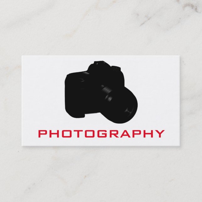 Unique Eyecatching Black White Red Photography Business Card (Front)