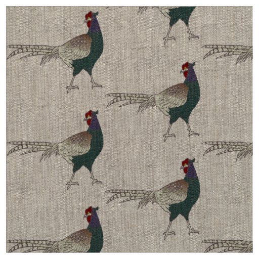 Unique fabric Retro chic pheasant bird  linen