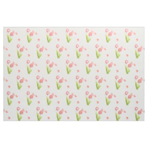 Unique fabric  Retro pink tulip flower
