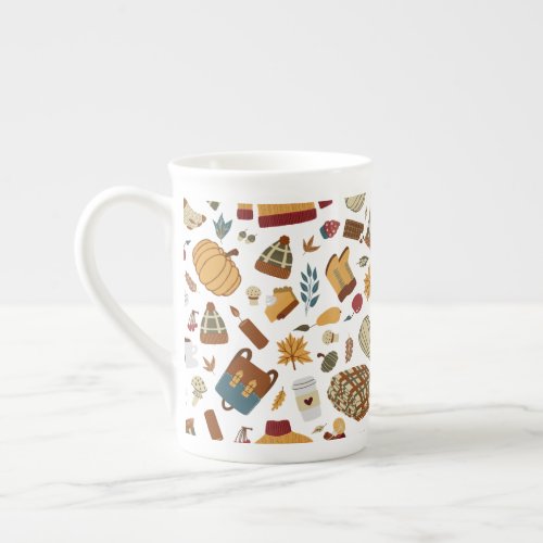 Unique Fall Leaves Autumn Pumpkins Bone China Mug