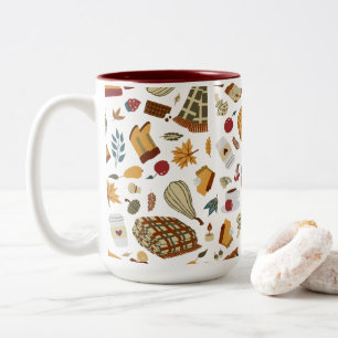 Unique Fall Leaves Autumn Pumpkins Two-Tone Coffee Mug