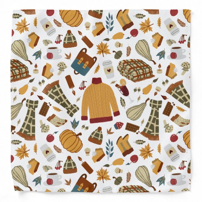 Unique Fall Leaves Harvest Autumn Pumpkins Bandana (Front)