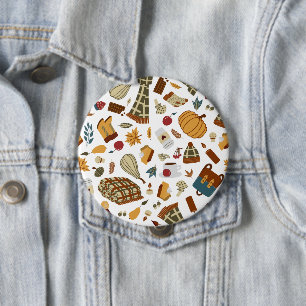 Unique Fall Leaves Harvest Autumn Pumpkins Button